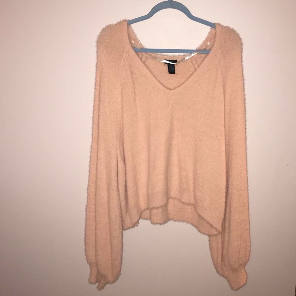 Pink Fuzzy Sweater Cropped